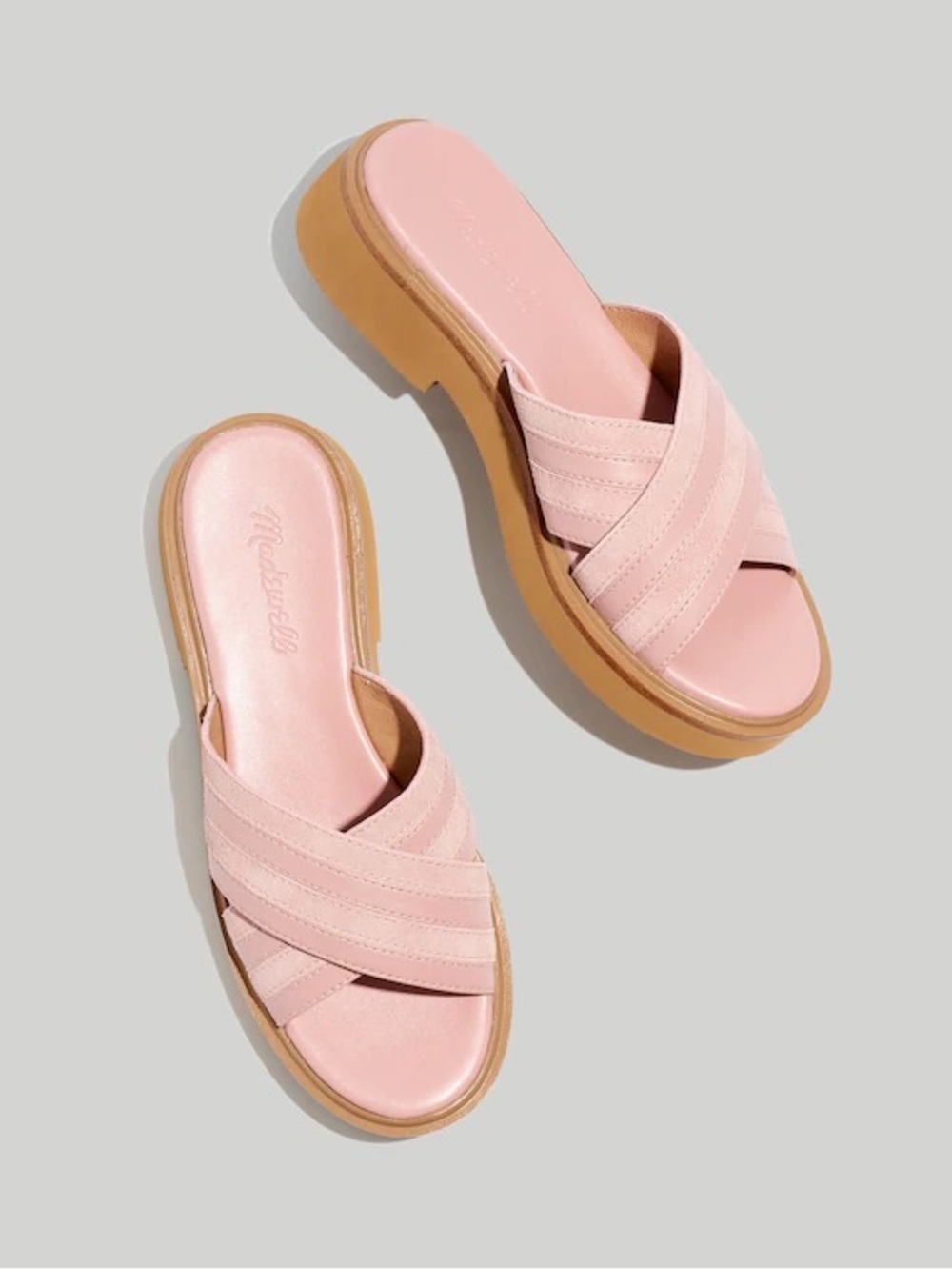 Madewell The Alina Platform Sandal | Pink Slide Sandals with Crisscross Straps